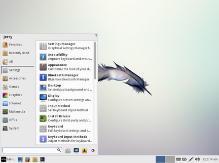 settings menu