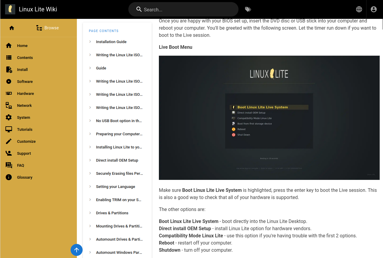 Wiki Linux Lite z podglądami
